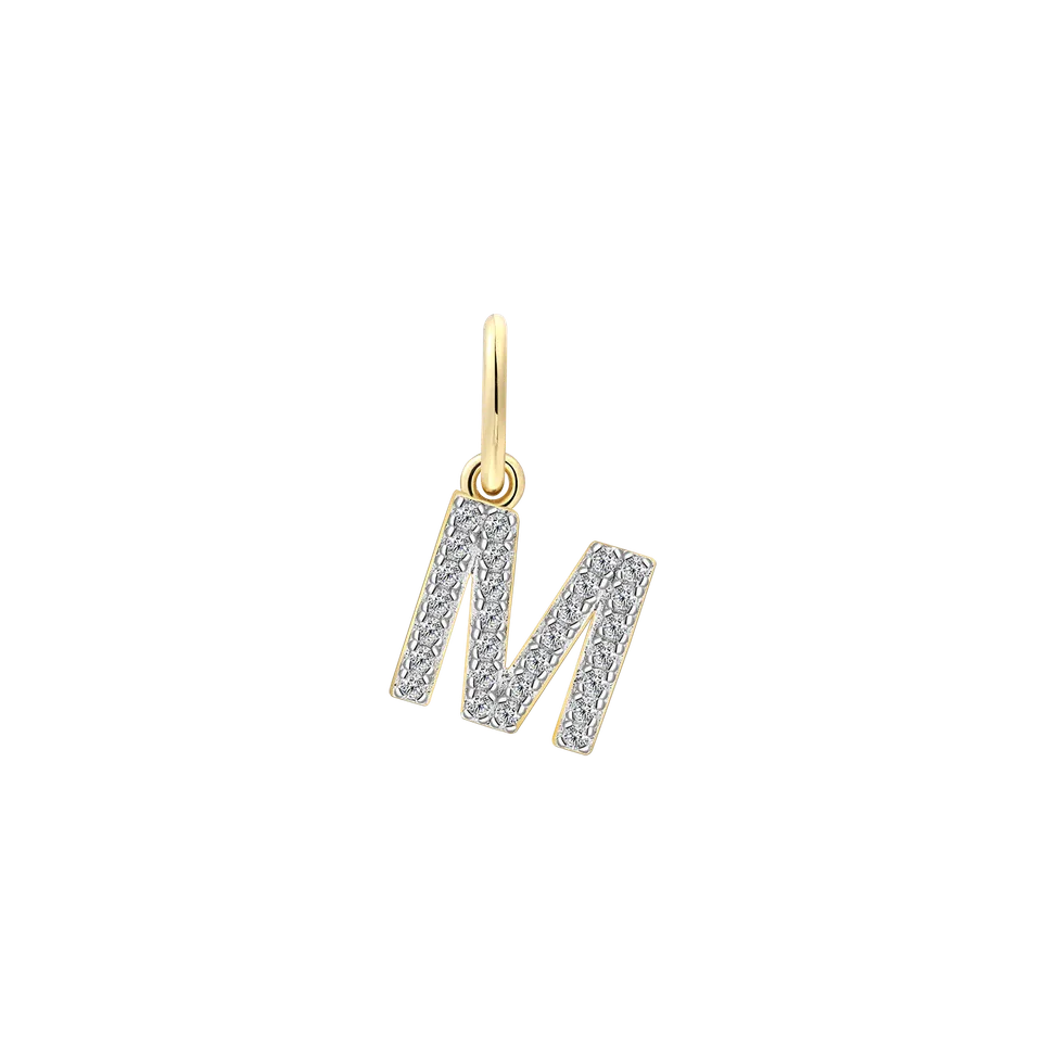 xenox-m-letter-charm-anh-nger-925-sterlingsilber-18k-vergoldet-mit-zirkonia image 1