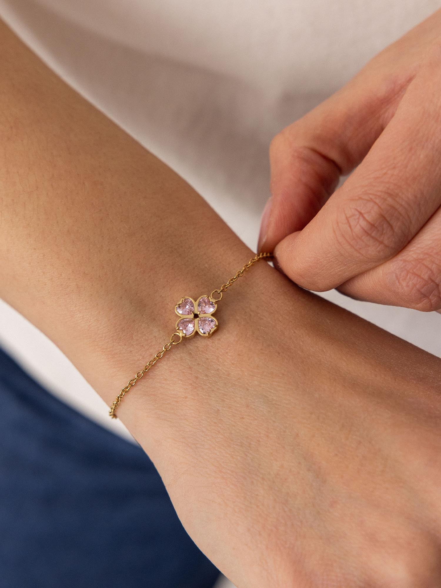 purelei-cuore-ros-armband-ankerkette-mit-herz-kleeblatt-anh-nger image 2
