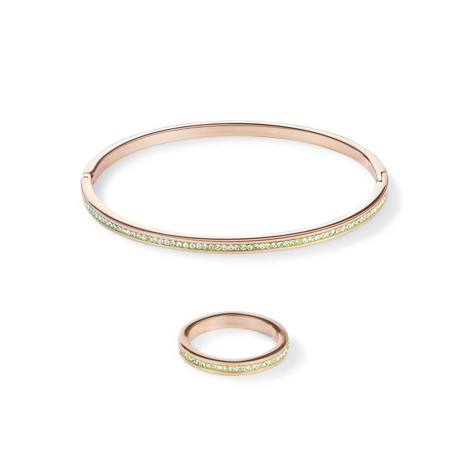 coeur-de-lion-armreif-schmal-ros-gold-pav-hellgr-n-17-cm-edelstahl image 3
