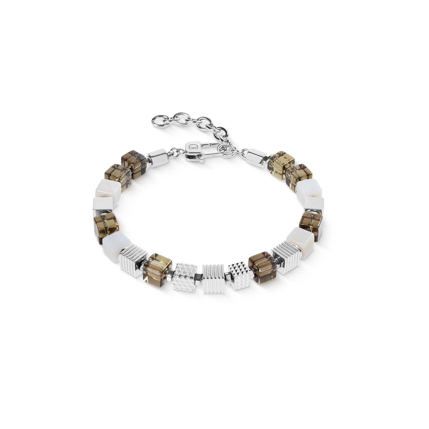 coeur-de-lion-armband-tigerauge-graphic-cubes-edelstahl-silber image 1