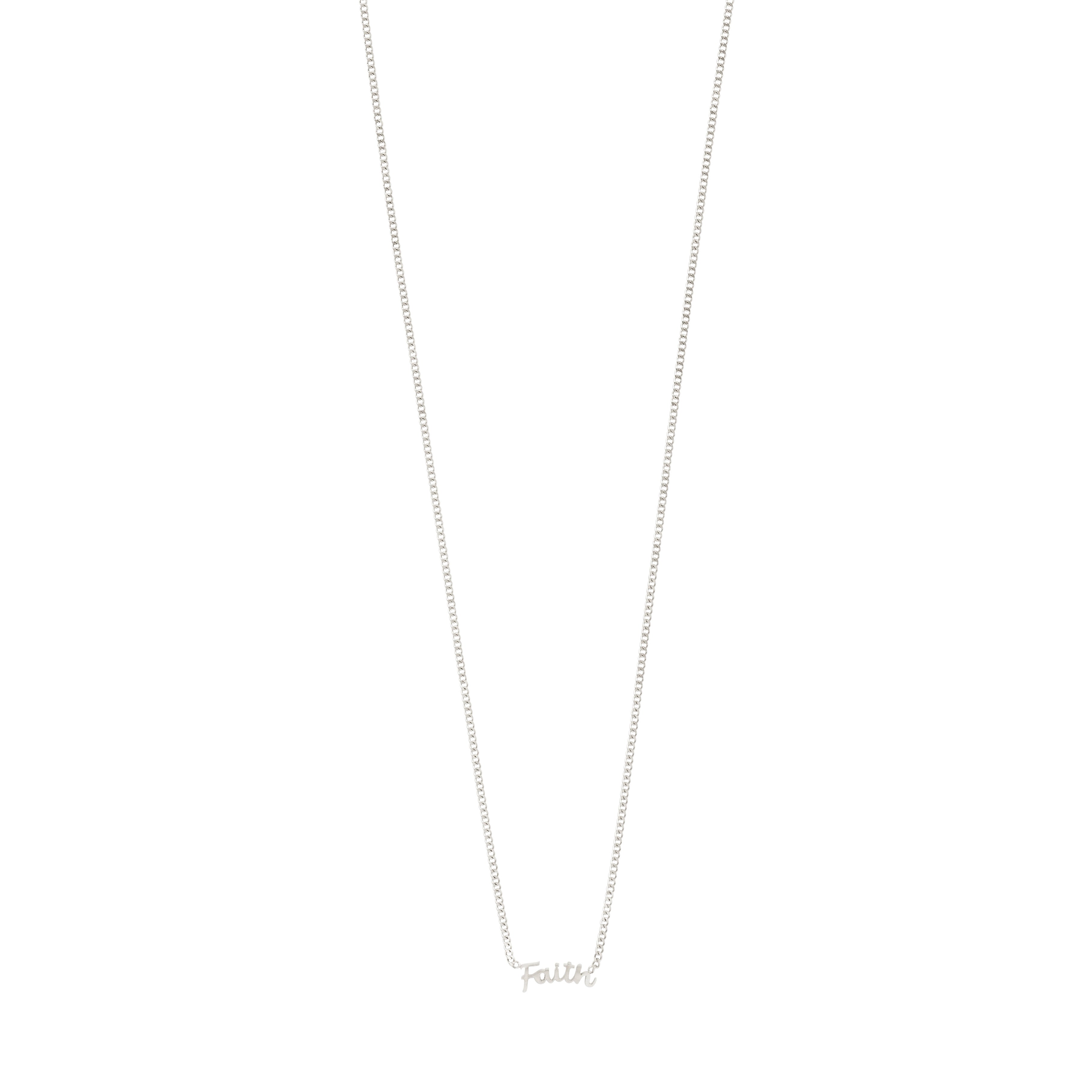 pilgrim-faith-halskette-versilbert-schriftzug-anh-nger-38-cm-9-cm image 1