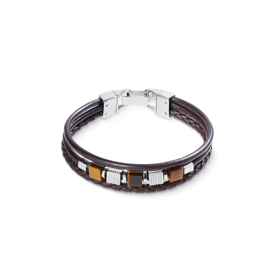 coeur-de-lion-armband-leder-braun-3-reihig-tigerauge-graphic-relief-edelstahl-cu image 1