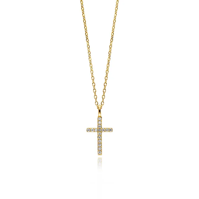julie-julsen-kids-kette-sparkling-cross-silber-925-vergoldet-mit-zirkonia-kreuza image 1
