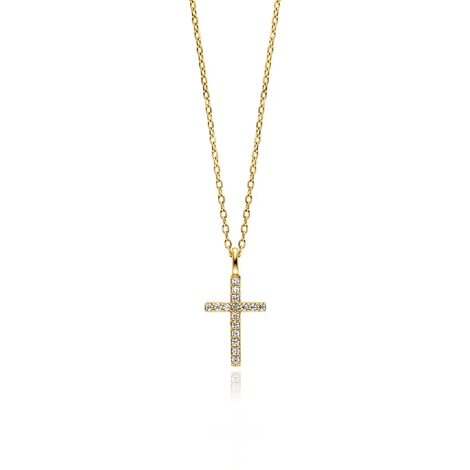 julie-julsen-kids-kette-sparkling-cross-silber-925-vergoldet-mit-zirkonia-kreuza image 1