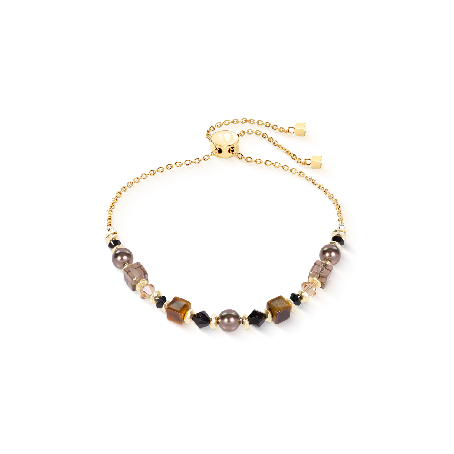 coeur-de-lion-armband-slider-earth-gold-14-22-cm-tigerauge-rauchquarz image 1