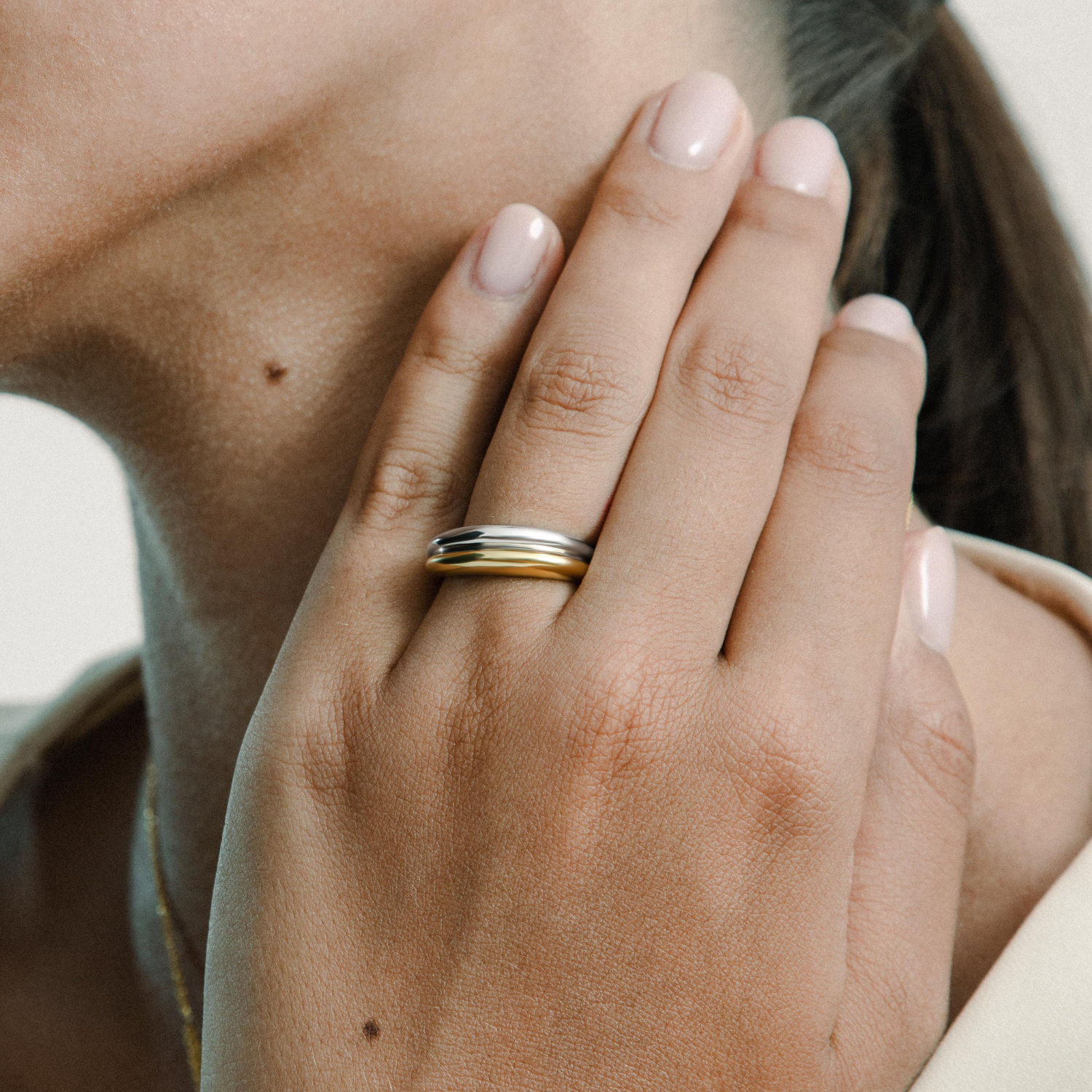 xenox-double-twist-ring-925-sterlingsilber-18k-vergoldung-bicolor image 2