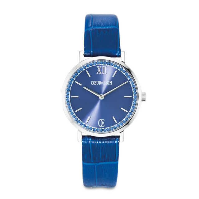 coeur-de-lion-iconic-uhr-rund-sparkling-sunray-leder-royal-blue-3-4-cm image 1