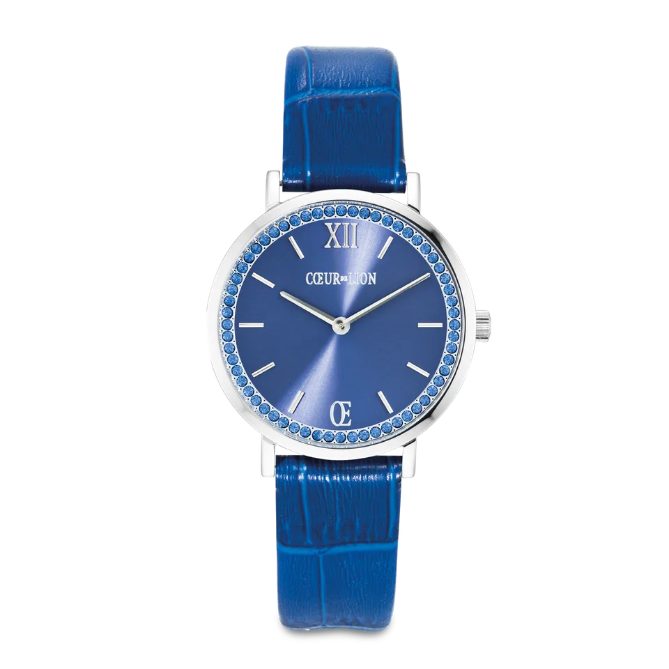 coeur-de-lion-iconic-uhr-rund-sparkling-sunray-leder-royal-blue-3-4-cm image 1
