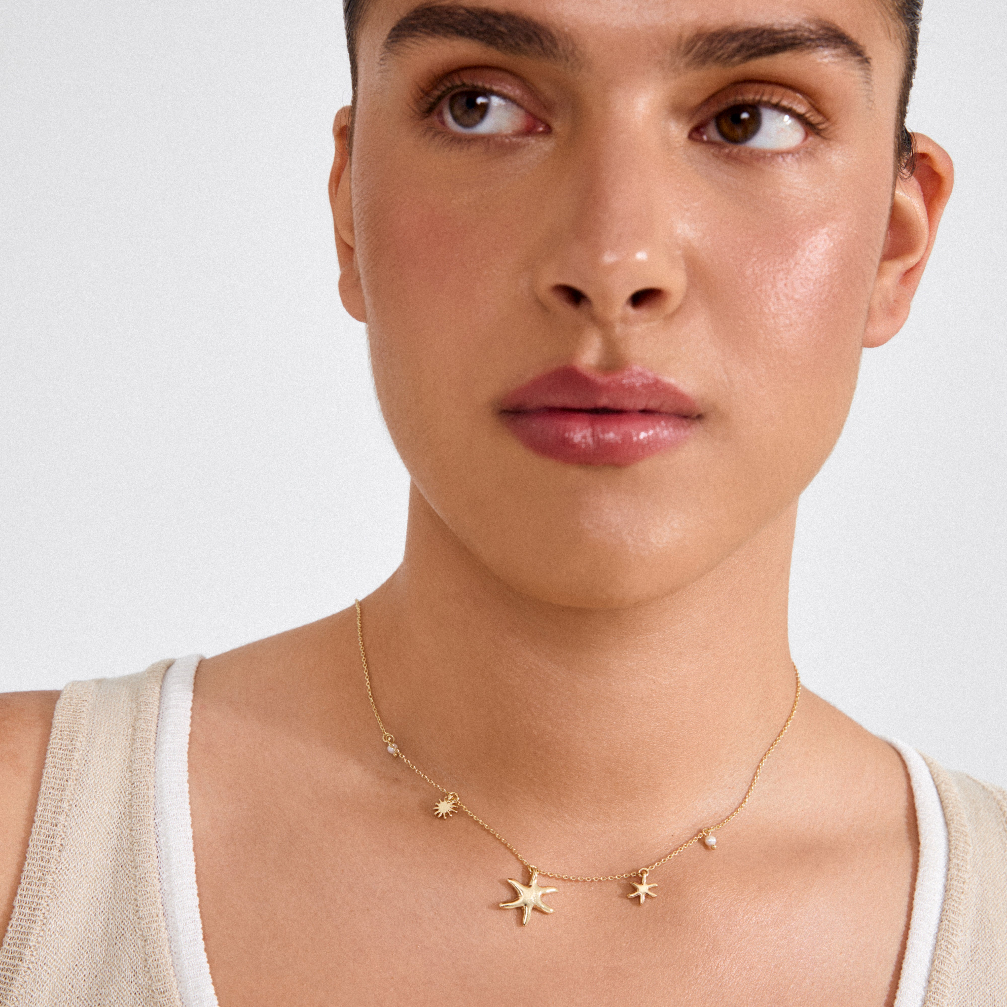 pilgrim-prism-halskette-goldplattiert-mit-seestern-charms-perlen image 2