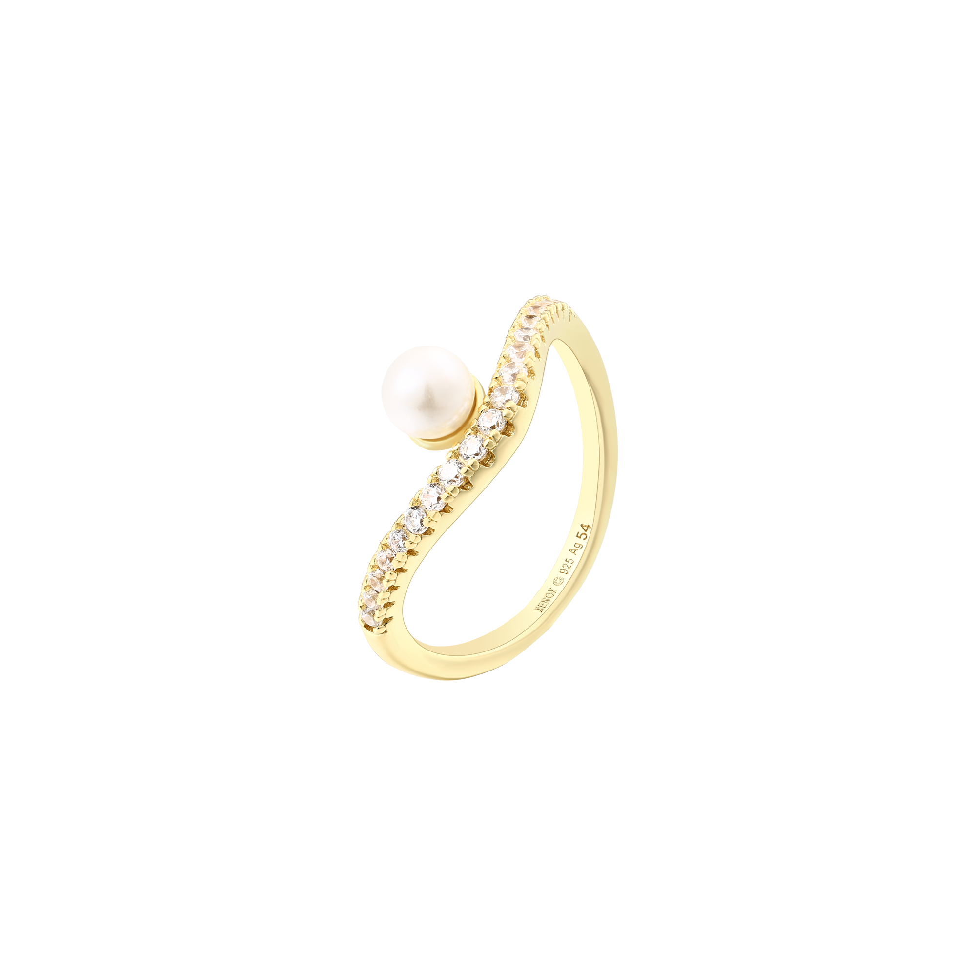 xenox-pearl-sea-ring-925-sterlingsilber-18k-vergoldung-mit-perle-zirkonia image 1