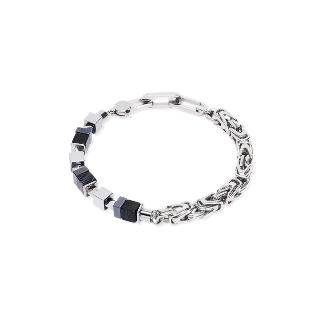 coeur-de-lion-armband-fusion-snake-chain-schwarz-silber-onyx-h-matit image 1