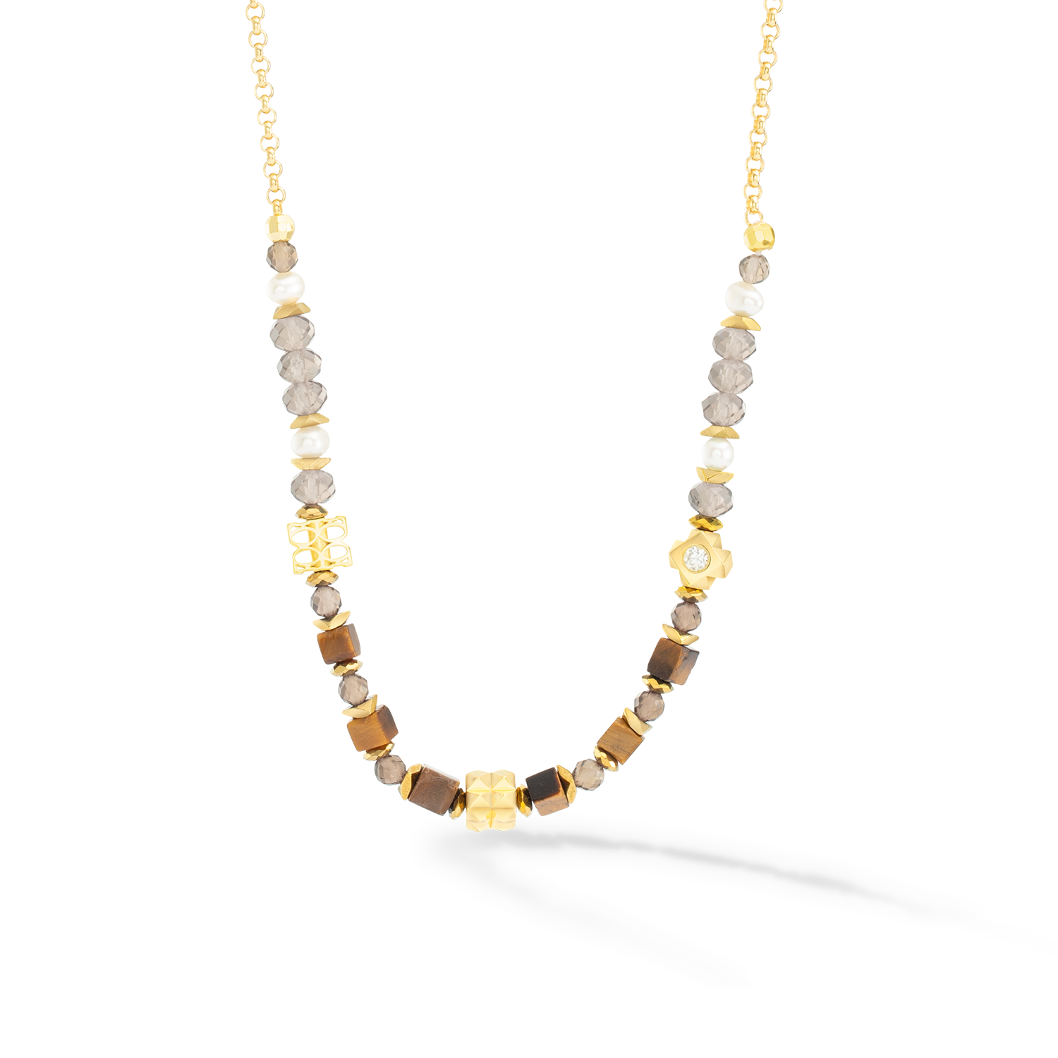 coeur-de-lion-iconic-spike-halskette-gold-braun-fine-edition-33-47-5-cm image 2