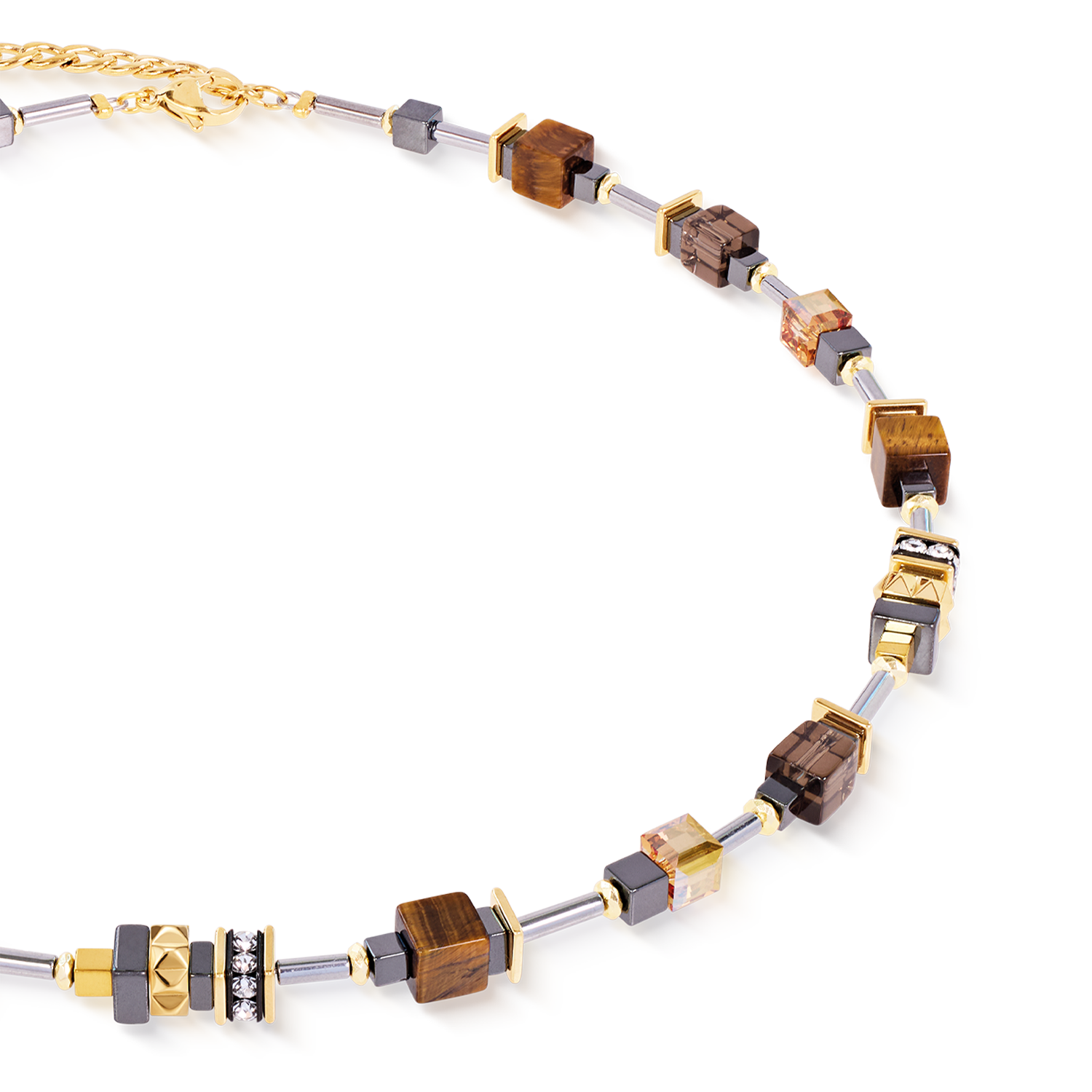 coeur-de-lion-cube-duet-halskette-earth-gold-edelstahl-gold-h-matit-42-cm-6-cm image 2