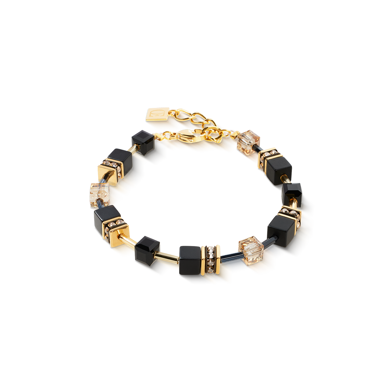 coeur-de-lion-geocube-armband-onyx-schwarz-gold image 1