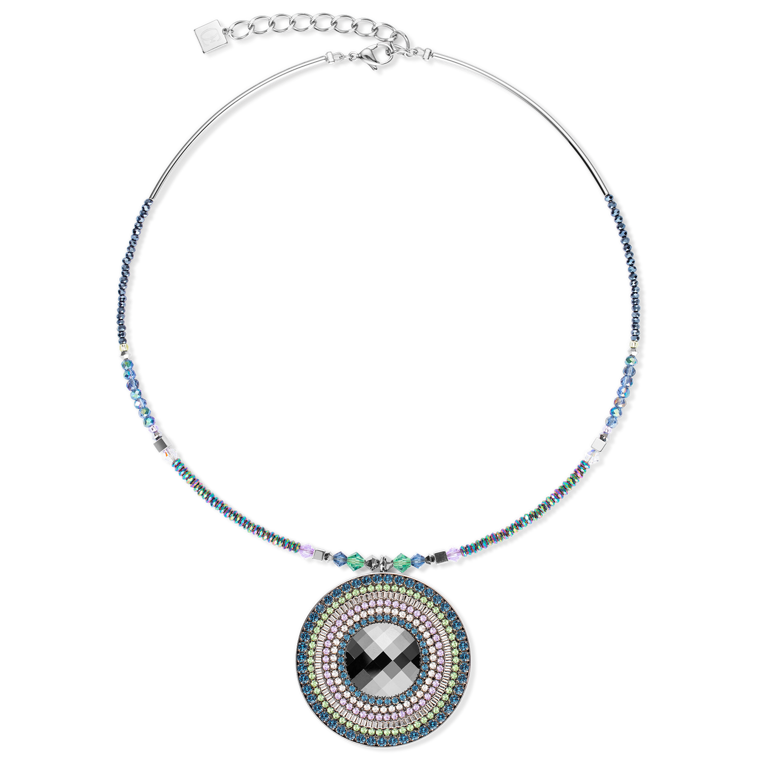 coeur-de-lion-amulett-halskette-statement-dunkel-gr-n-kristalle-h-matit image 1