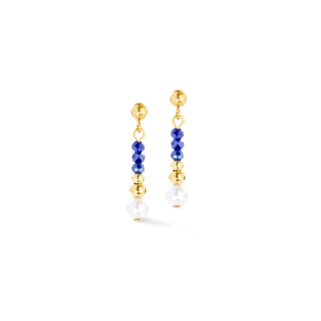 coeur-de-lion-pearl-line-ohrringe-gold-blau image 1