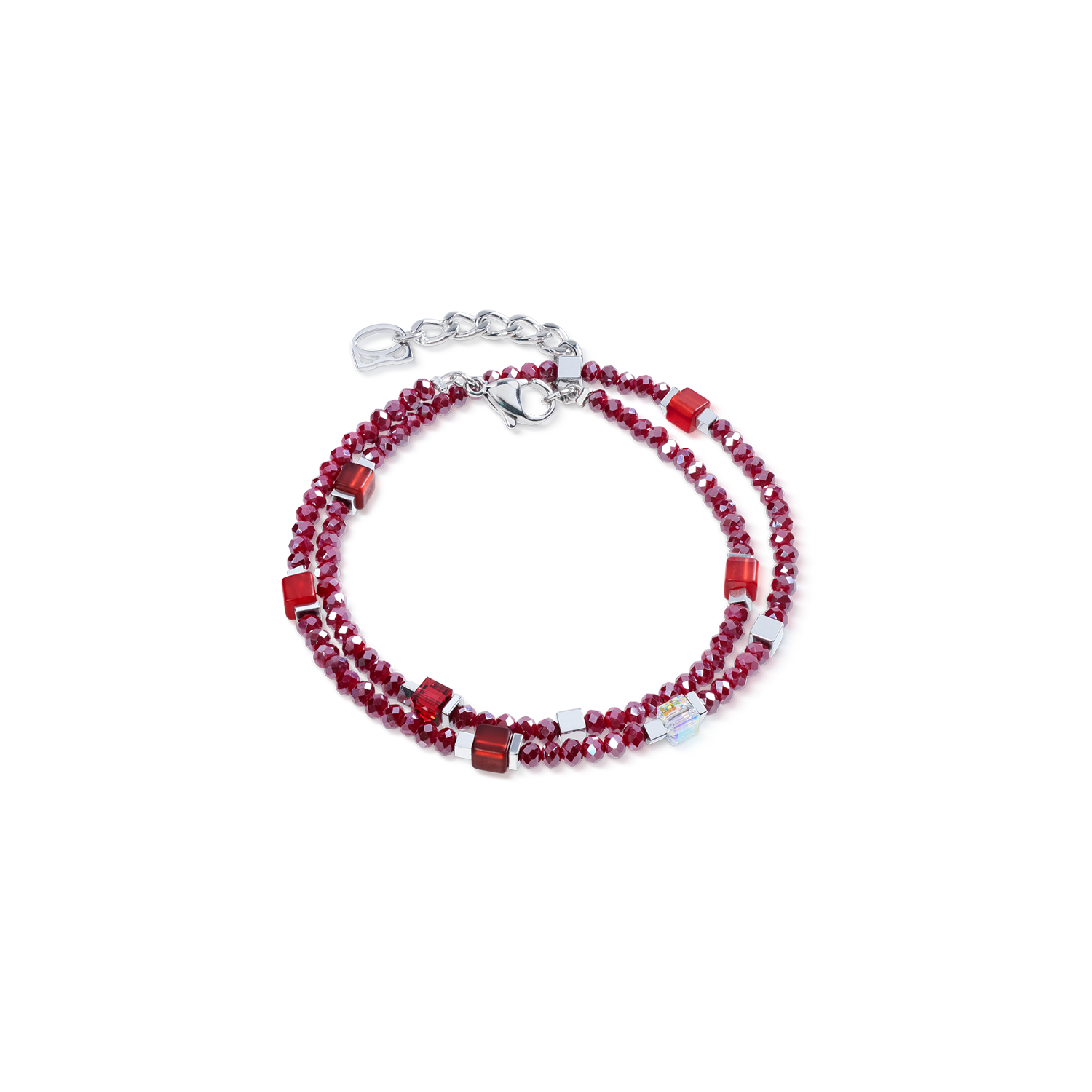 coeur-de-lion-joyful-colours-flex-armband-silber-rot image 1
