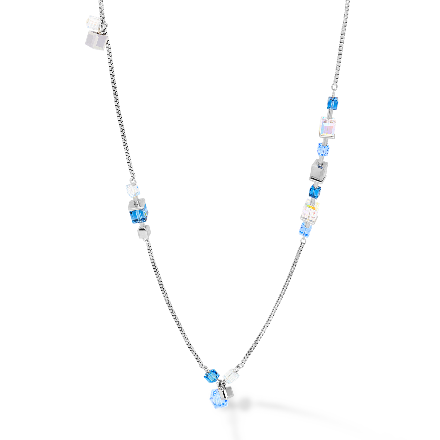 coeur-de-lion-halskette-geocube-chain-long-silber-blau-edelstahl-316l-kristalle image 4