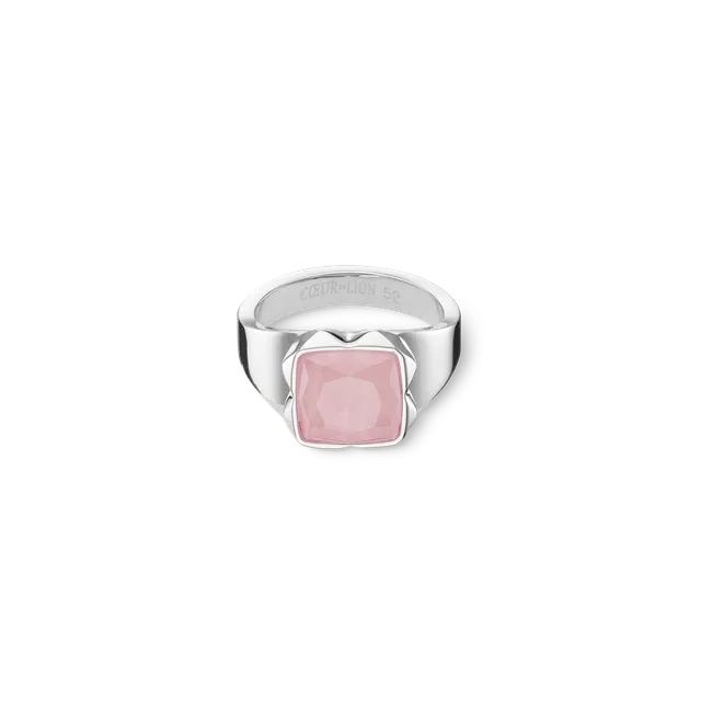 coeur-de-lion-ring-spikes-square-rosenquarz-silber-rosa image 1
