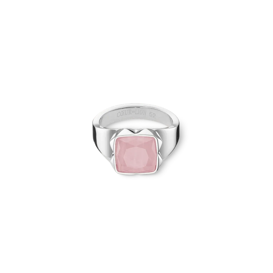 coeur-de-lion-ring-spikes-square-rosenquarz-silber-rosa image 1