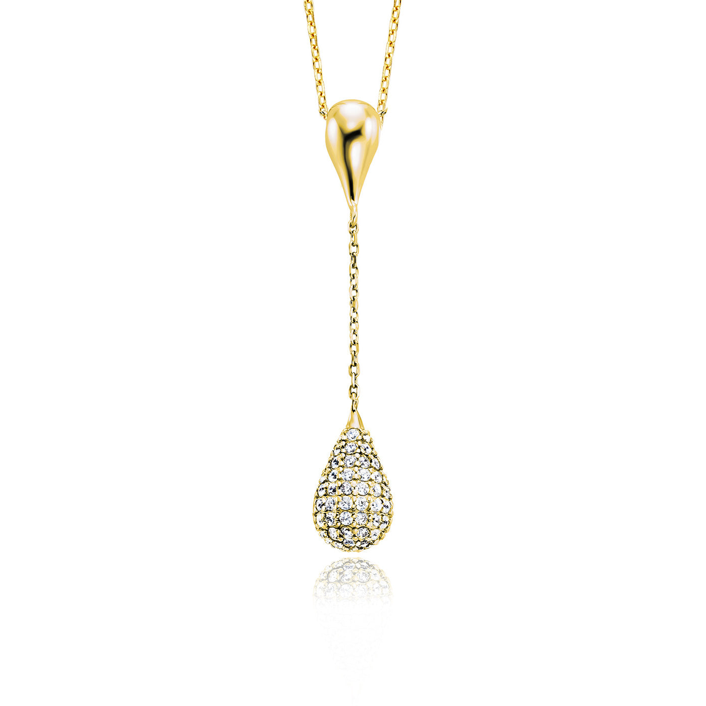 julie-julsen-hanging-crystal-drop-y-kette-silber-vergoldet-mit-95-wei-en-zirkoni image 1