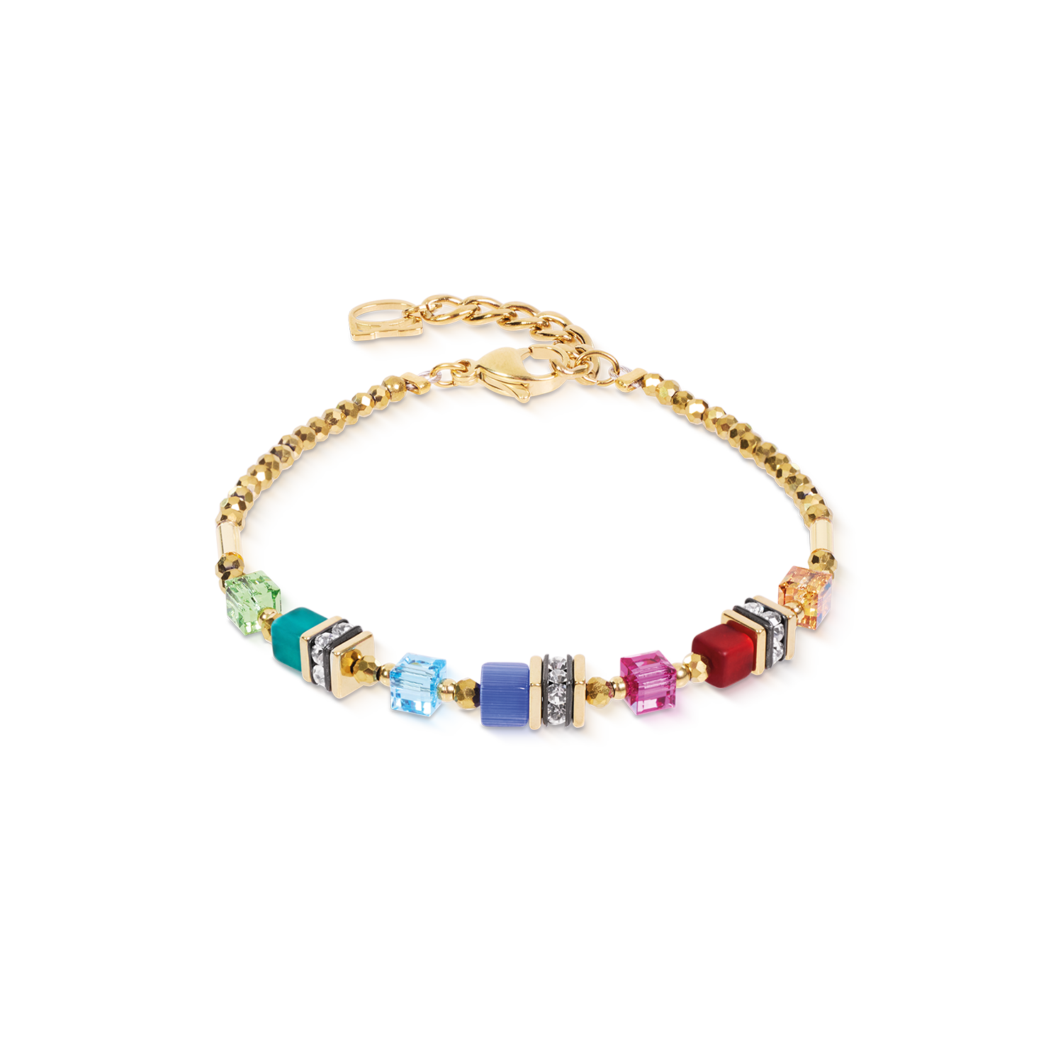 coeur-de-lion-armband-mini-cubes-multicolor-rainbow-gold image 1