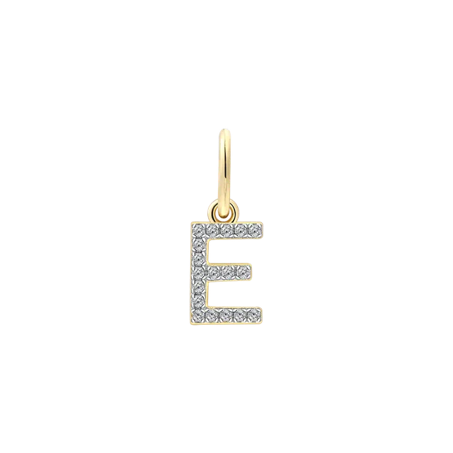 xenox-letter-charm-e-925-sterlingsilber-18k-vergoldung-zirkonia image 1