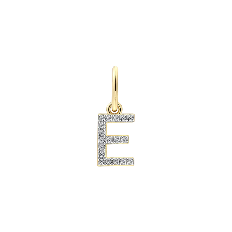 xenox-letter-charm-e-925-sterlingsilber-18k-vergoldung-zirkonia image 1
