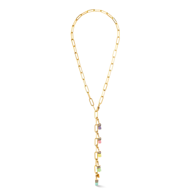 coeur-de-lion-halskette-happy-iconic-cube-charms-gold-pastell-45-58-cm image 1
