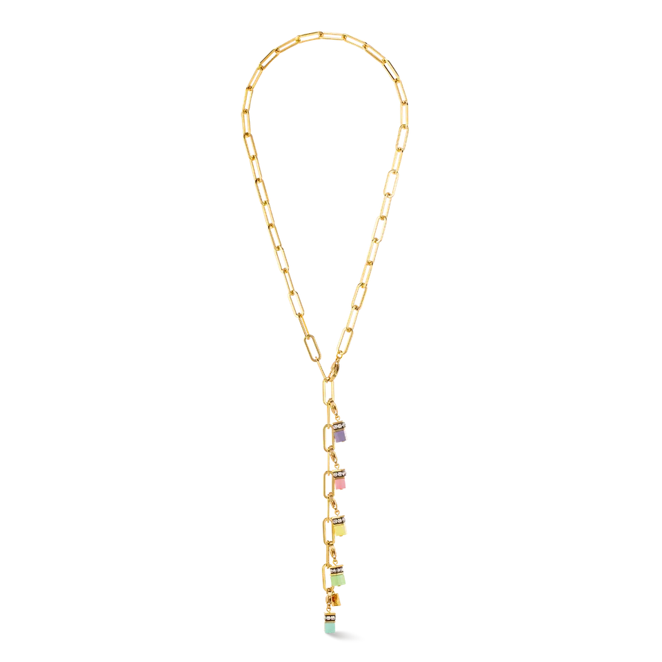 coeur-de-lion-halskette-happy-iconic-cube-charms-gold-pastell-45-58-cm image 1
