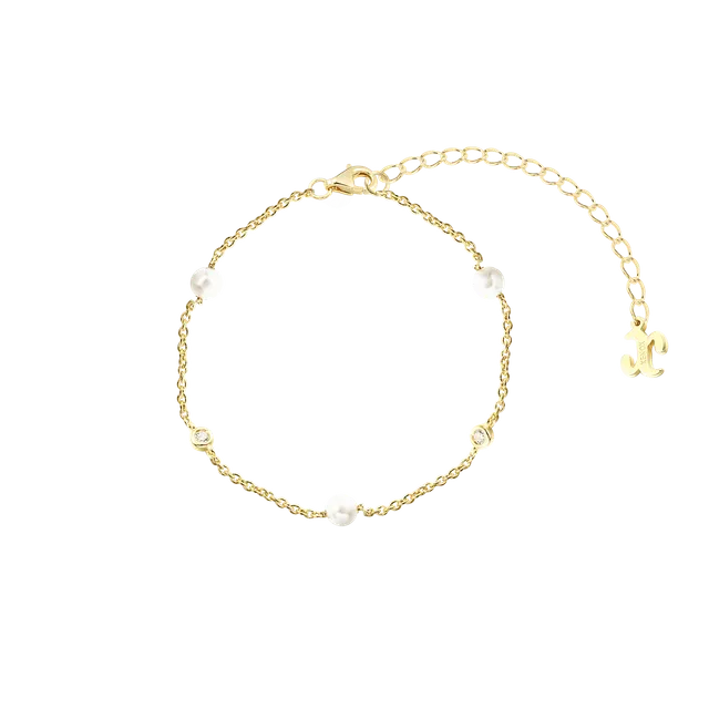 xenox-pearl-sea-armband-925-sterlingsilber-18k-vergoldet-perlen-armband-mit-zirk image 1