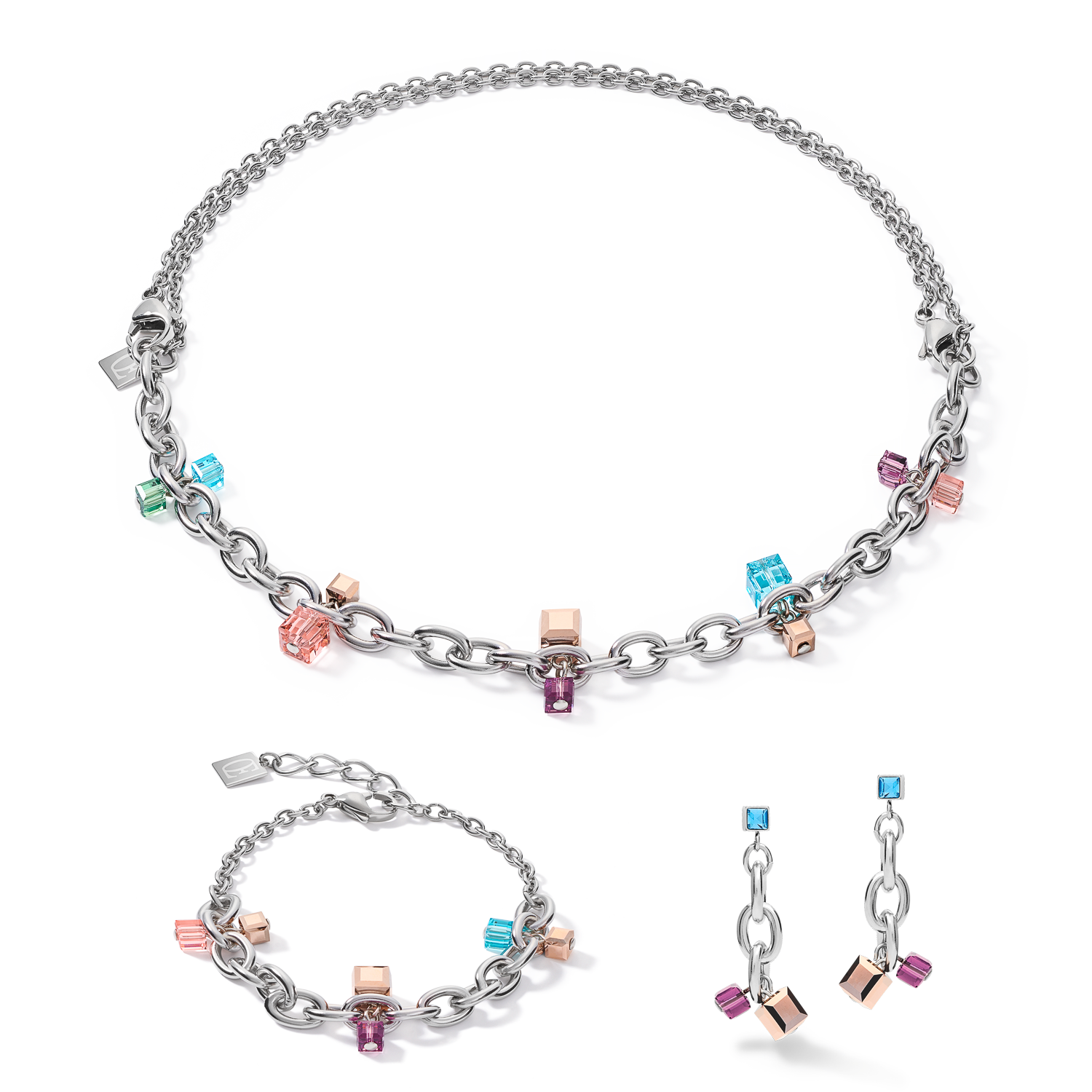 coeur-de-lion-halskette-casual-chunky-chain-silber-multicolor-art-nouveau image 3