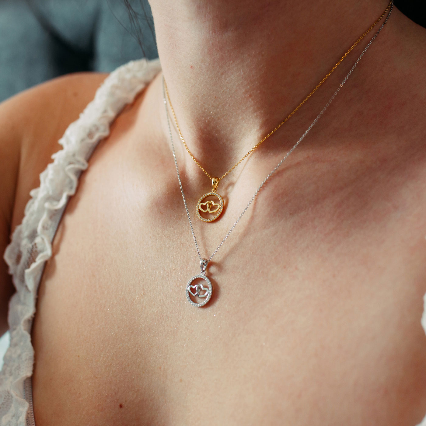 julie-julsen-2-hearts-kette-mit-anh-nger-silber-rhodiniert-32-wei-e-zirkonia image 2