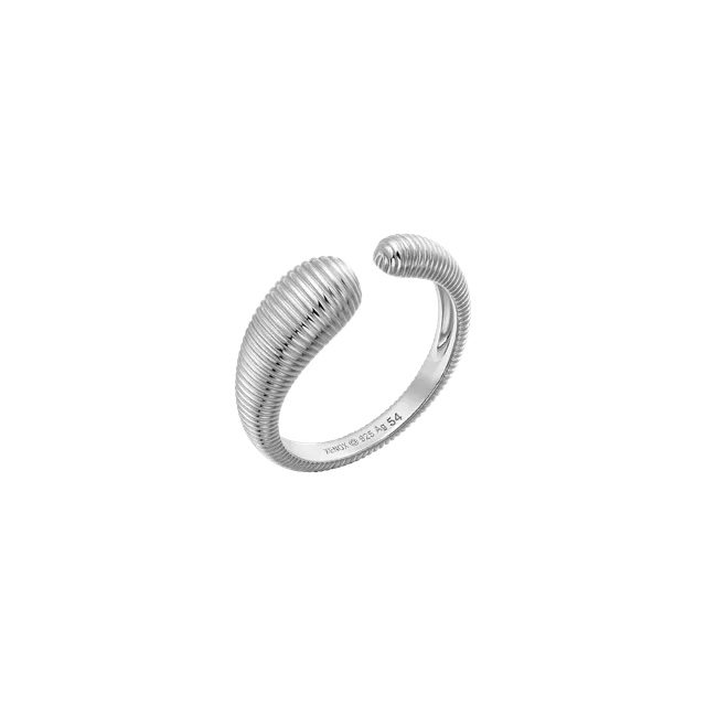 xenox-heartbeat-ring-925-sterlingsilber-rhodiniert-offen-geriffelt image 1