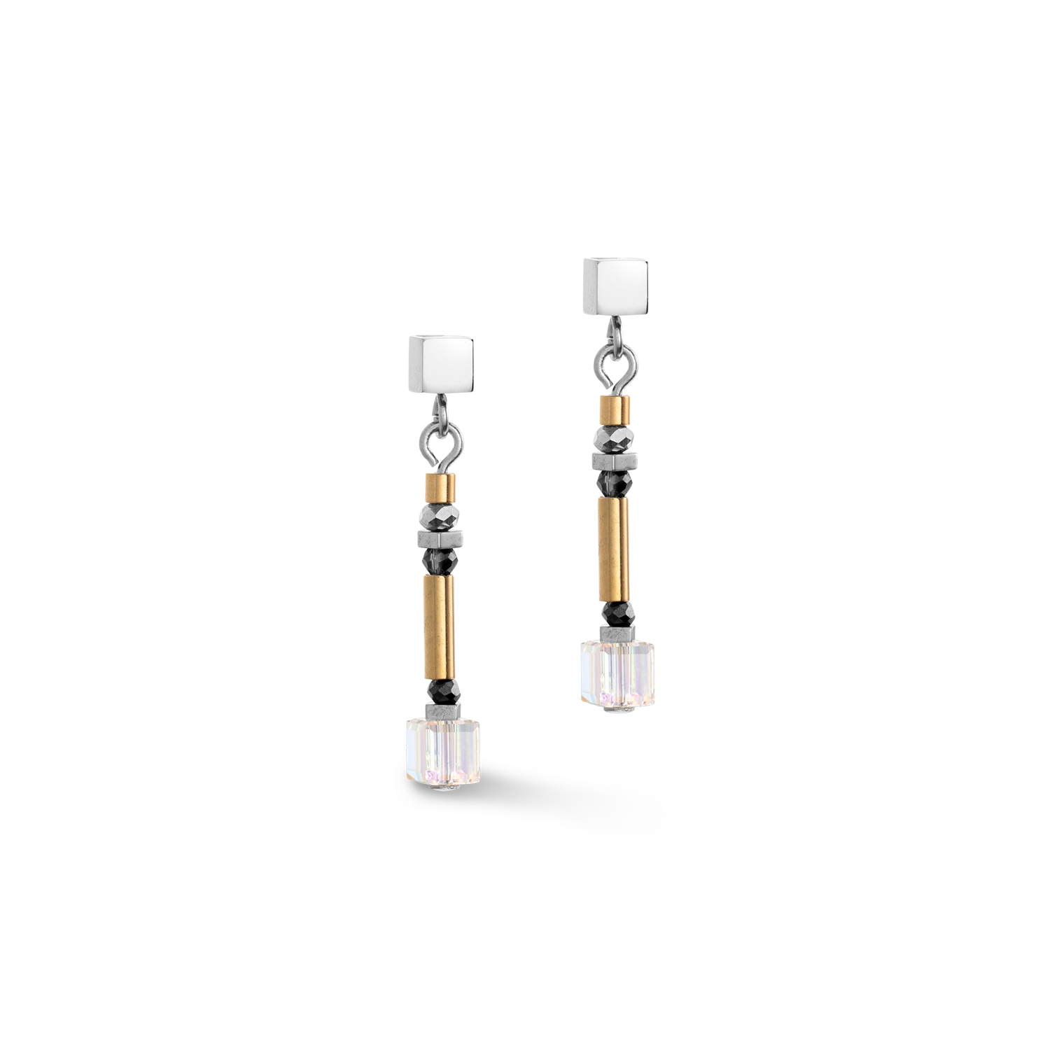 coeur-de-lion-cube-story-minimalistic-sparkling-ohrringe-grau-gold image 1