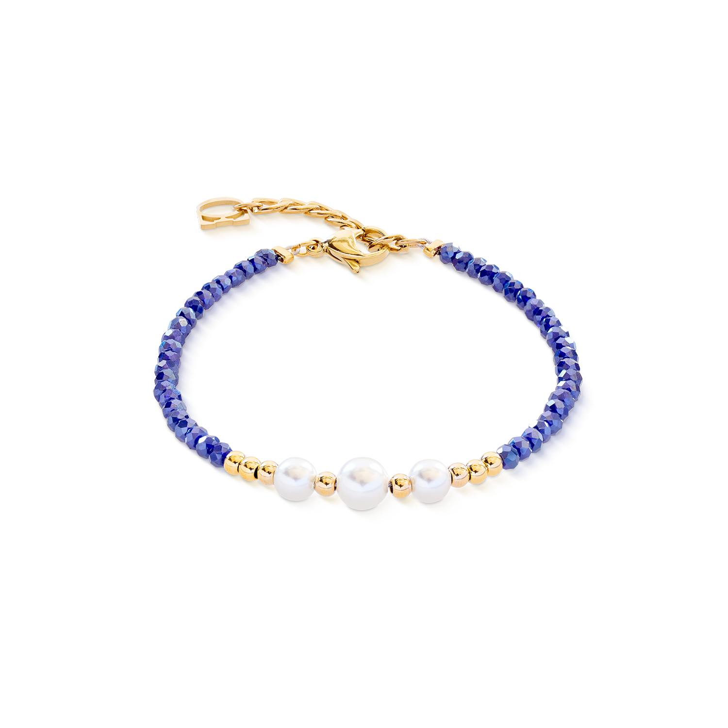 coeur-de-lion-pearl-line-armband-gold-blau-crystal-pearls-edelstahl image 1