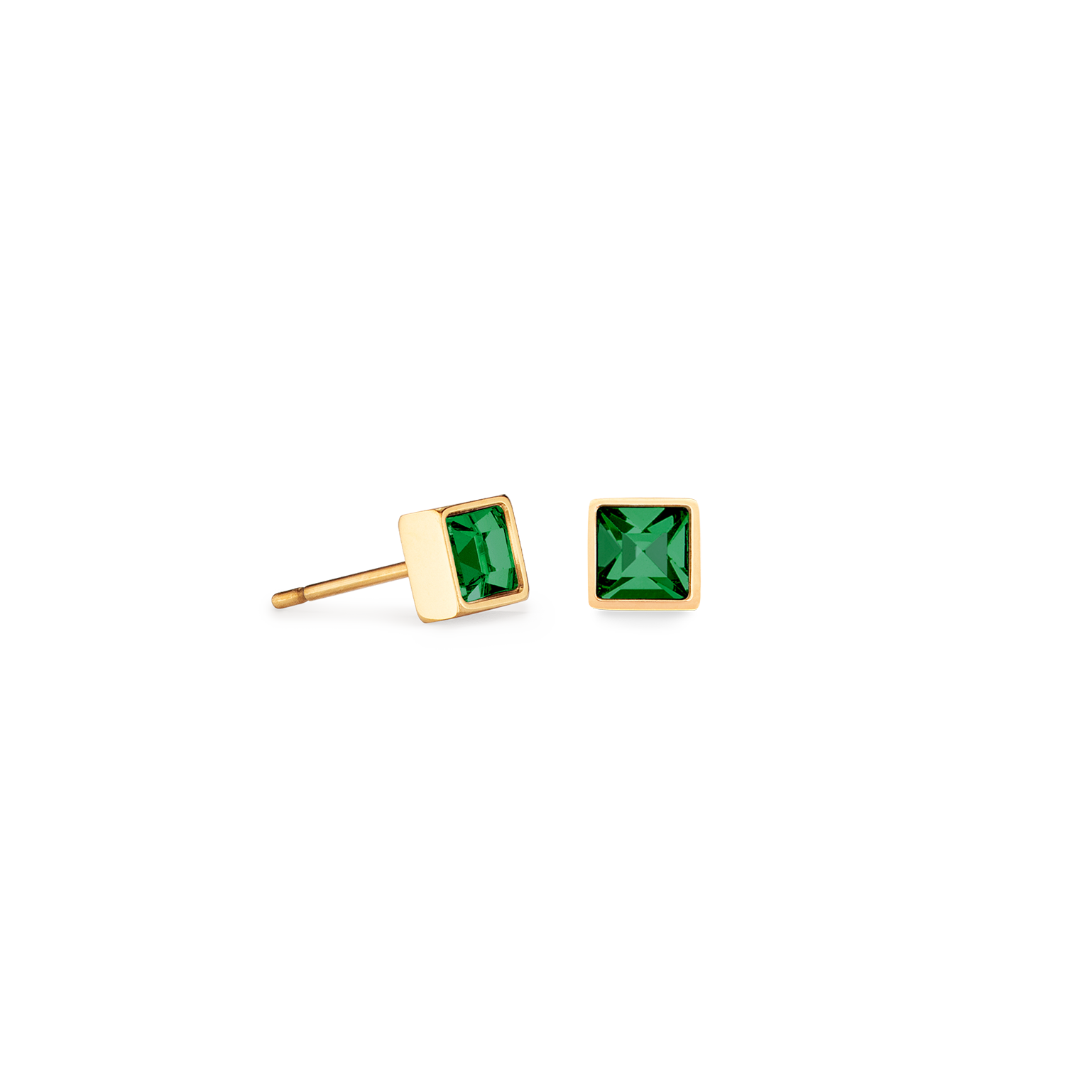 coeur-de-lion-brilliant-square-small-ohrstecker-gold-dunkelgr-n image 1