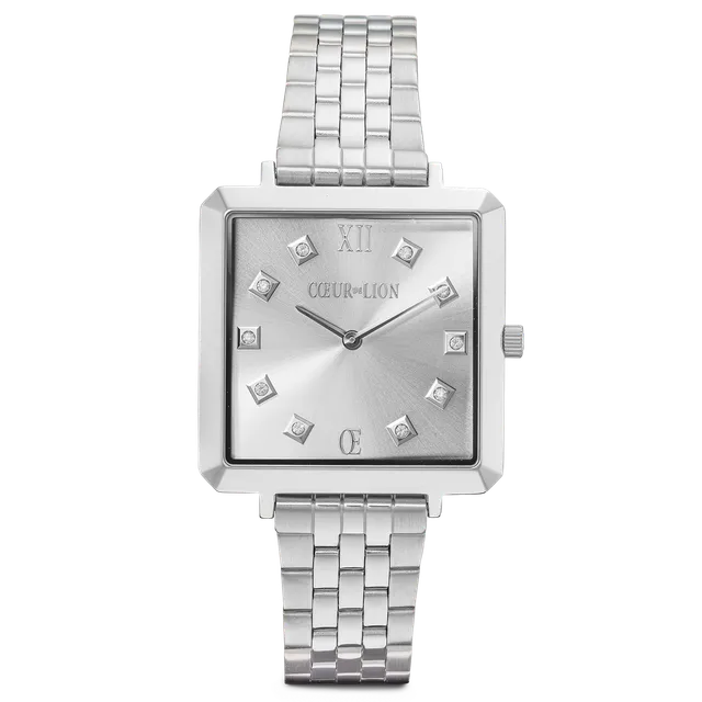 coeur-de-lion-uhr-iconic-square-elegant-monochrome-silver-edelstahl image 1