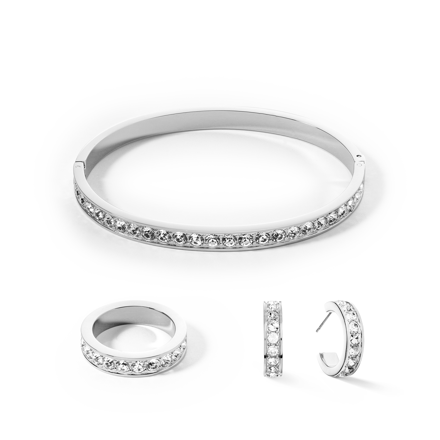 coeur-de-lion-iconic-armreif-edelstahl-kristalle-silber-kristall-17-cm image 3