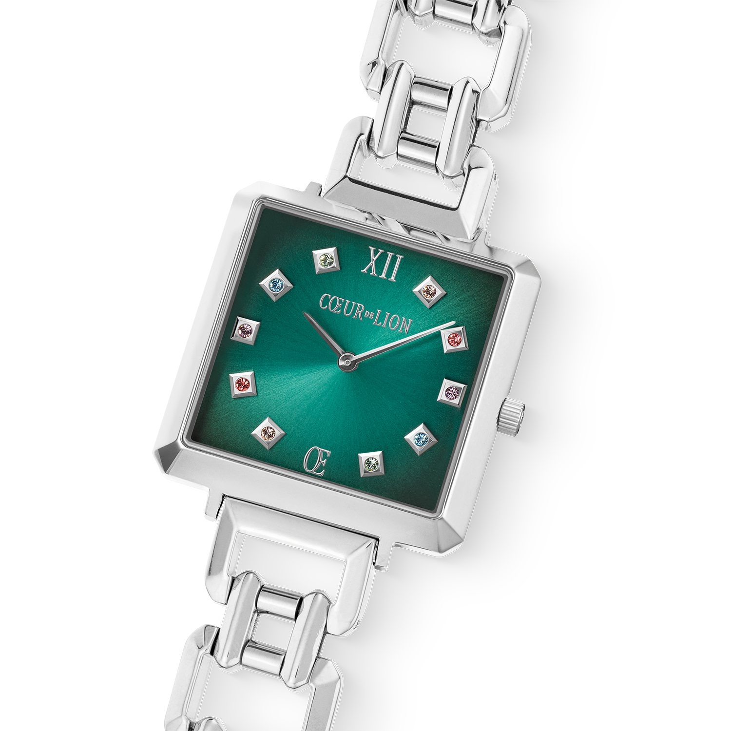 coeur-de-lion-iconic-cube-uhr-turquoise-glaze-statement-silber image 2