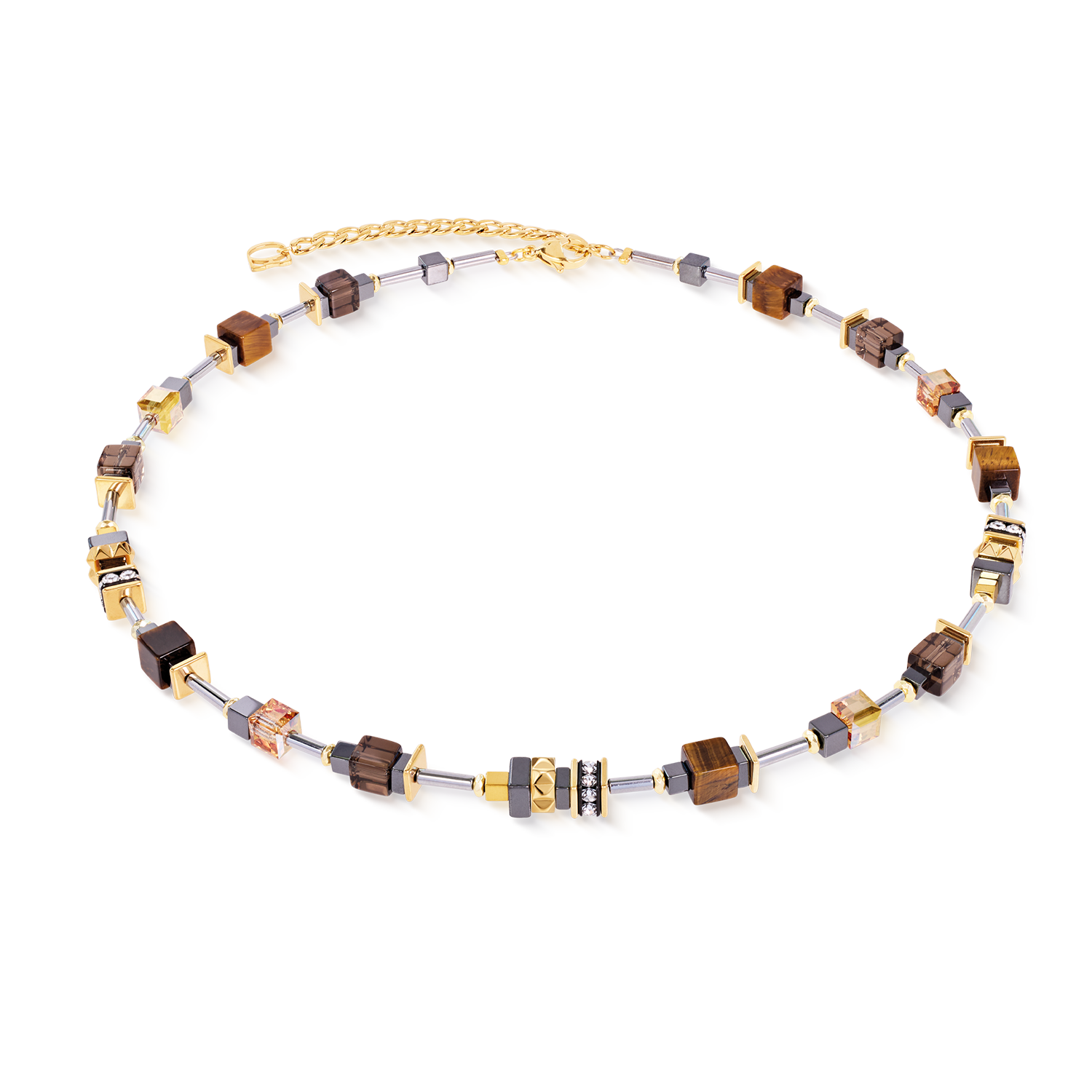 coeur-de-lion-cube-duet-halskette-earth-gold-edelstahl-gold-h-matit-42-cm-6-cm image 1