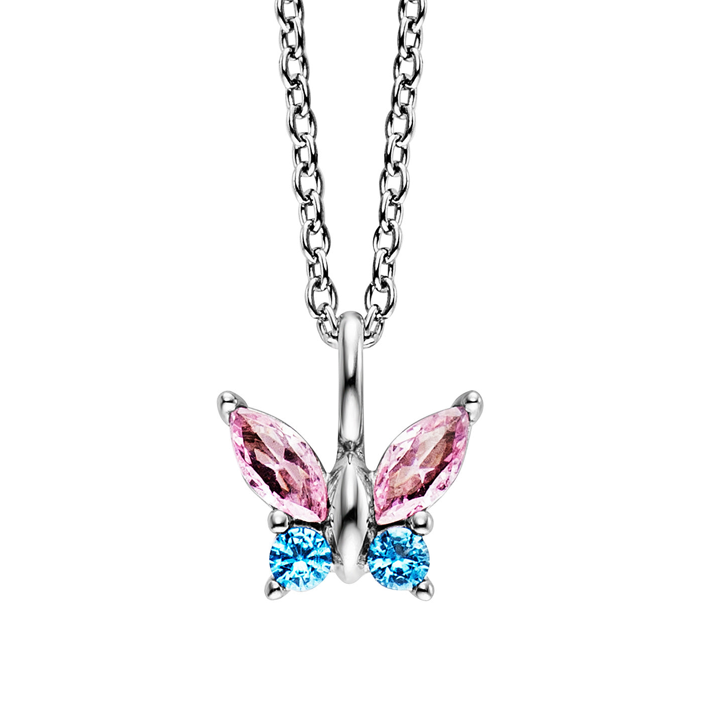 julie-julsen-kids-butterfly-kette-mit-anh-nger-silber-rhodiniert-mit-4-bunten-zi image 3