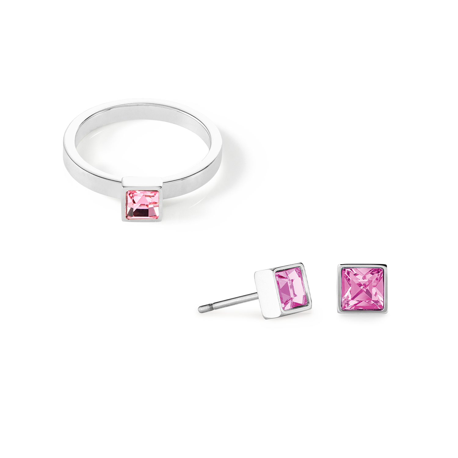 coeur-de-lion-brilliant-square-small-ohrringe-silber-rosa image 3