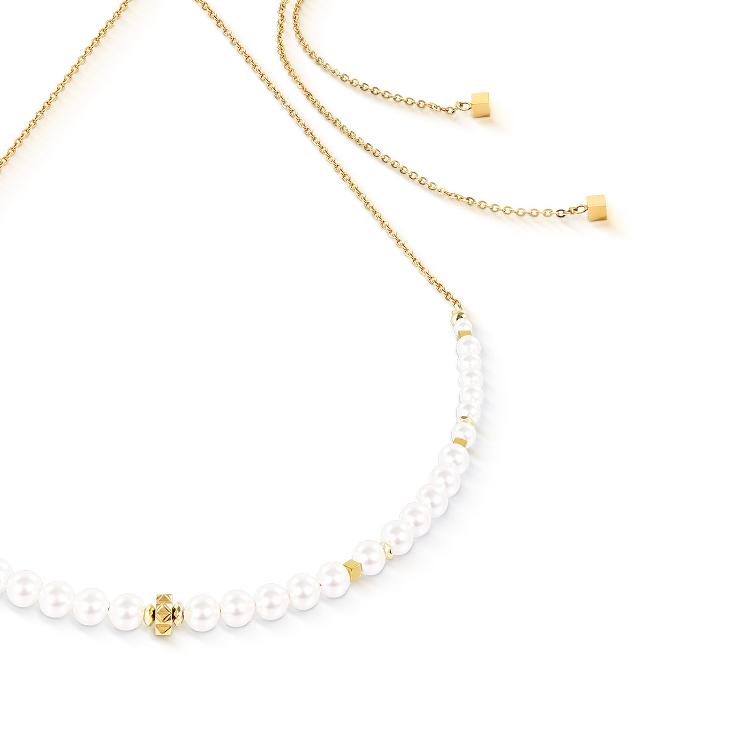 coeur-de-lion-slider-pearl-spike-halskette-gold-mit-crystal-pearls-30-70-cm image 2