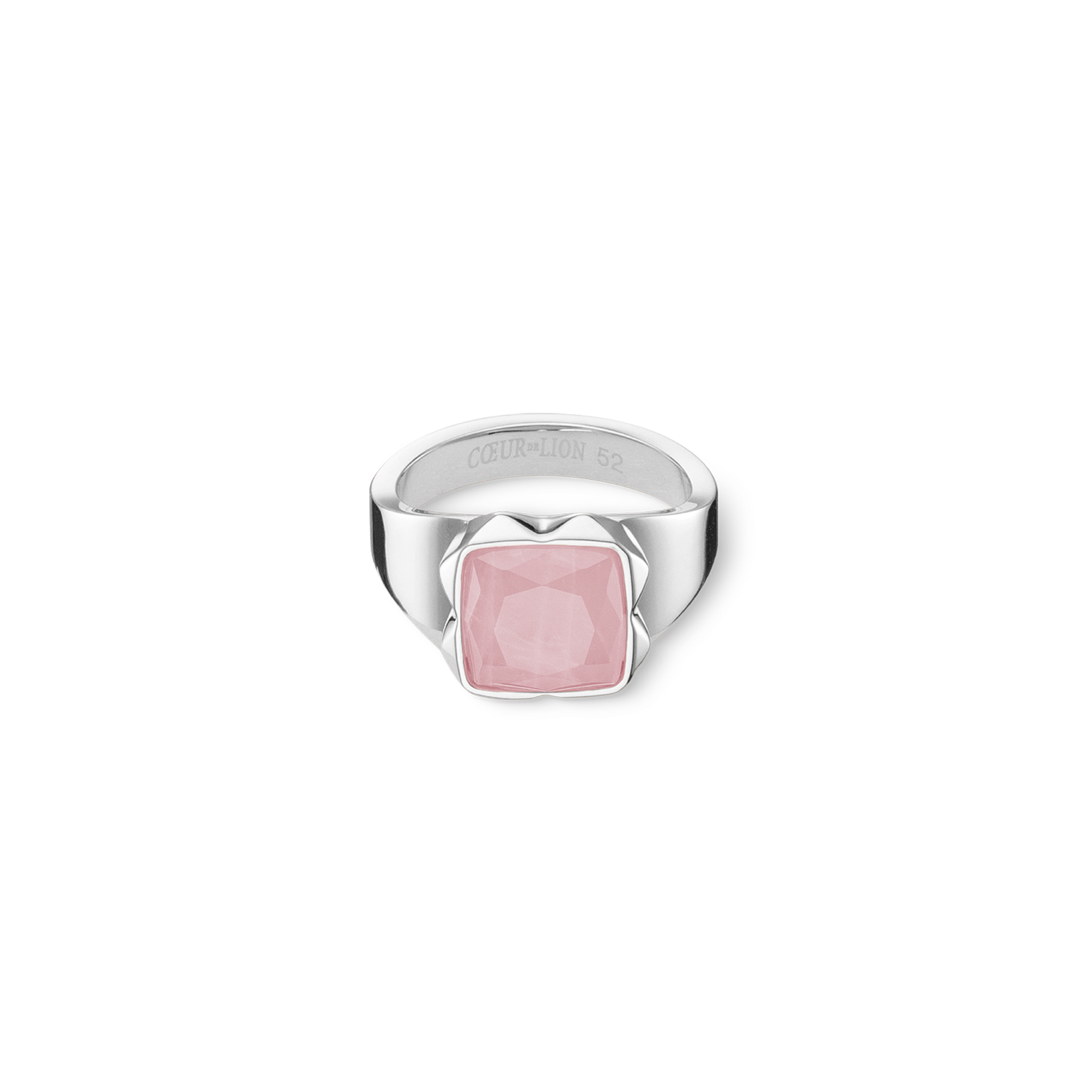 coeur-de-lion-ring-spikes-square-rosenquarz-silber-rosa image 1