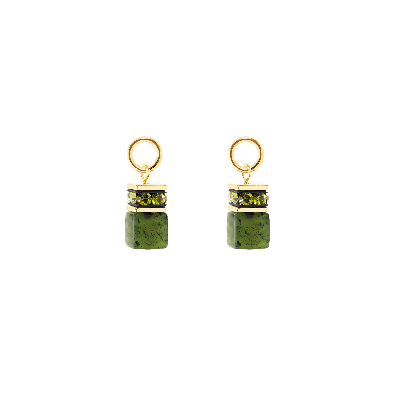 coeur-de-lion-ear-me-up-charm-geocube-gold-gr-n-nephrit-einh-nge-charm-1-8-cm image 1