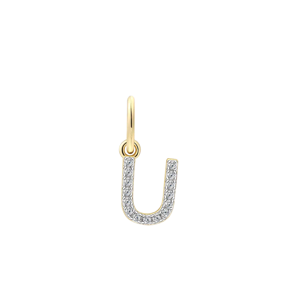 xenox-u-letter-charm-925-sterlingsilber-18k-vergoldet-mit-zirkonia image 1