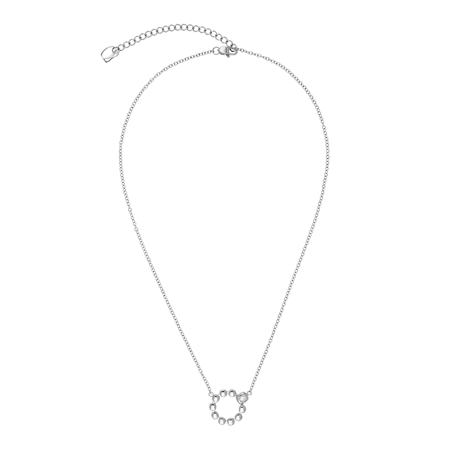 coeur-de-lion-small-soft-cube-circle-glow-halskette-silber-mit-zirkonia-18-mm-kr image 1