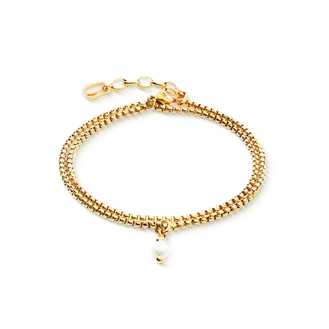 coeur-de-lion-serene-knot-chain-armband-gold-mit-s-wasserperle image 1