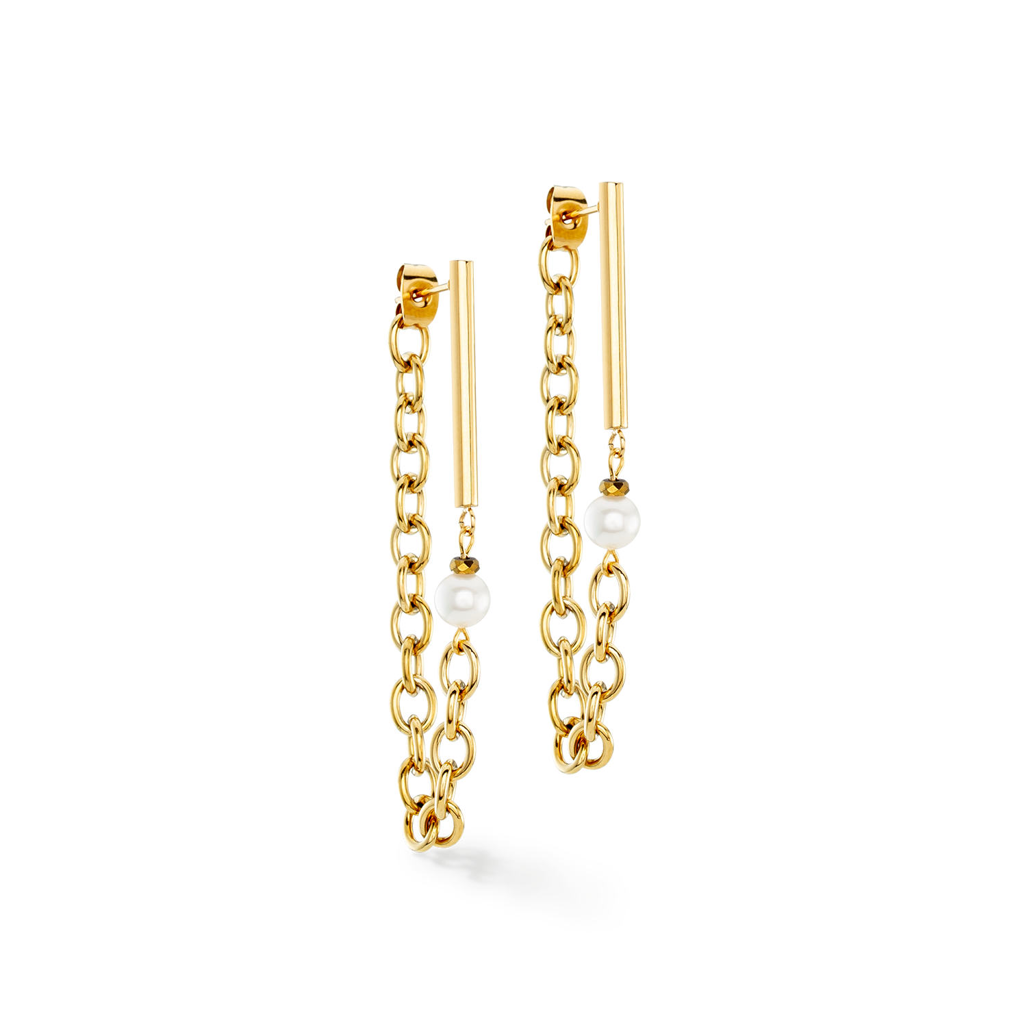 coeur-de-lion-chain-pearl-fever-ohrringe-wei-gold-s-wasserperle image 1